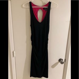 Express Little Black Dress Keyhole back V Neck Side Ruching